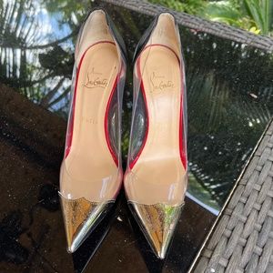 Christian Louboutin Silver Patent Leather & PVC Pumps